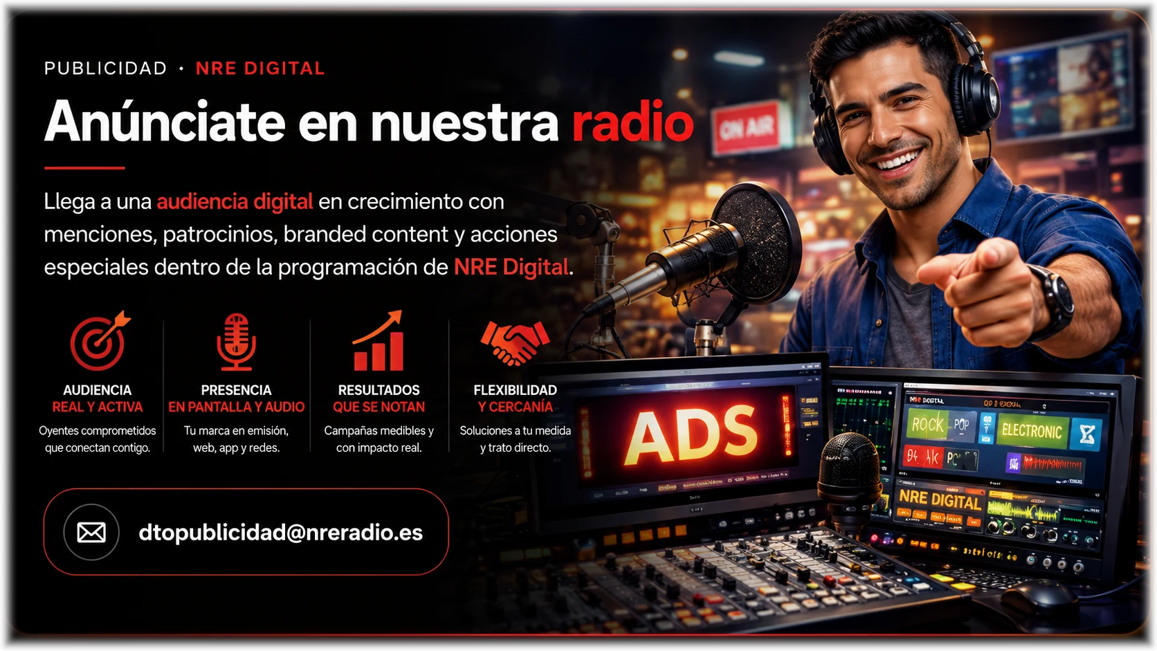 Estudio publicitario NRE Digital · Anúnciate en nuestra radio