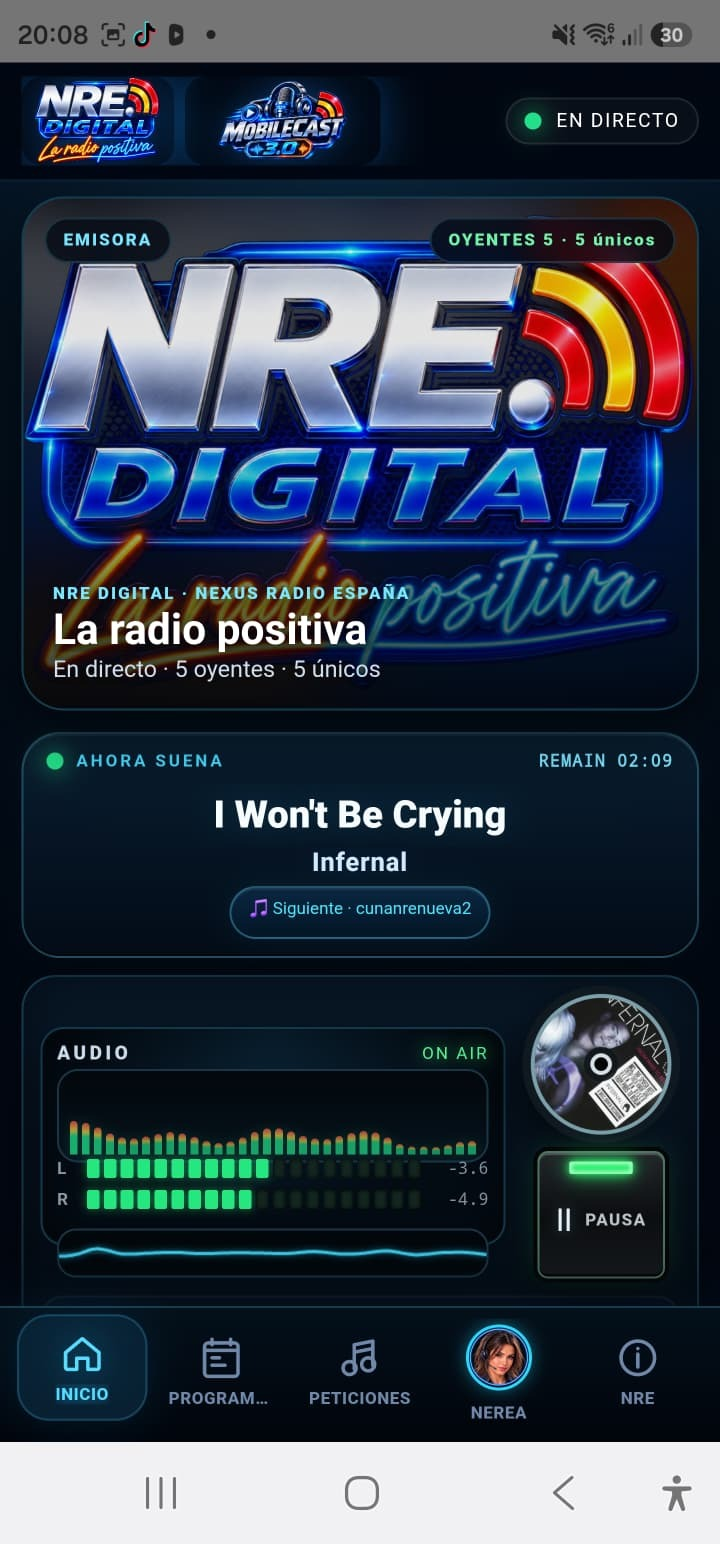 Captura real de NRE MobileCast
