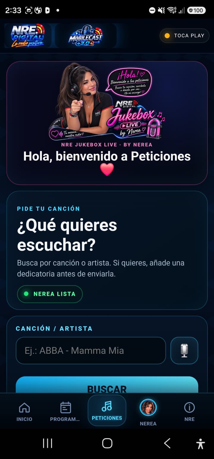 NRE MobileCast 3.5 Release Candidate · Peticiones