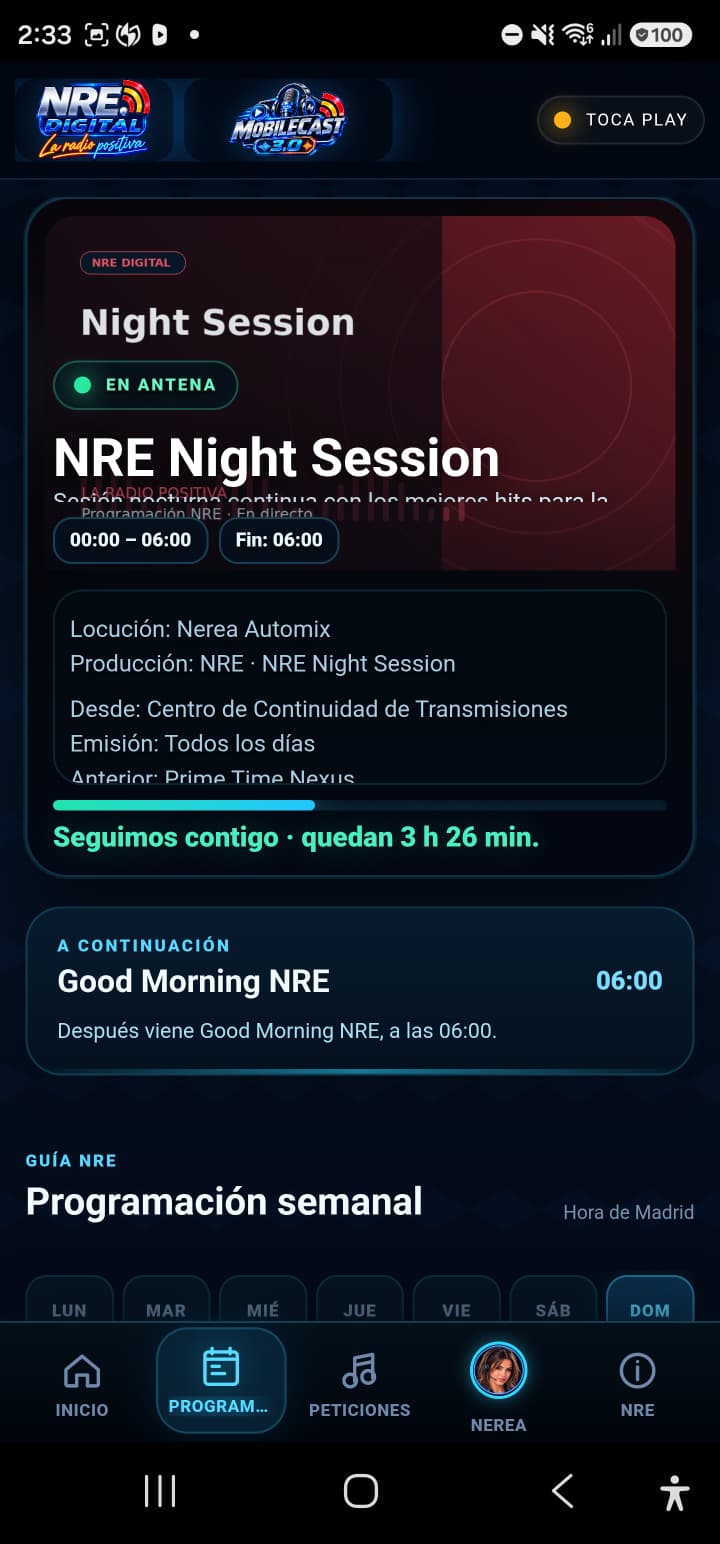 NRE MobileCast 3.5 Release Candidate · Programación
